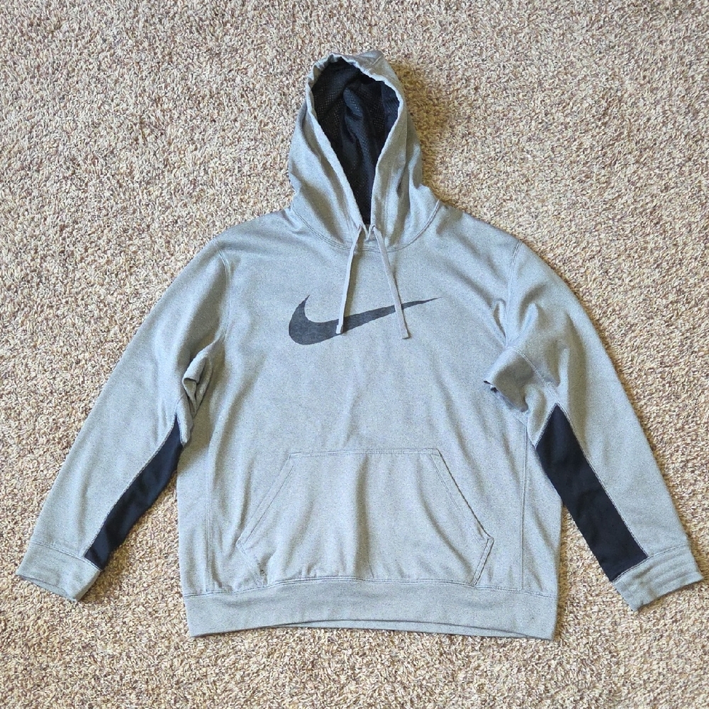 Nike Therma-Fit, Light Gray and Black, Men's Hoodie, Sz XL
